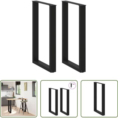 Tavolo da bar -  Gambe per tavolo da bar a forma di U 2 pz nere 60x(90-91) cm in acciaio