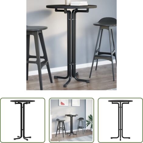 Tavolo da bar in legno -  Tavolo da Bar Nero Ø70x110 cm Legno Multistrato e Acciaio