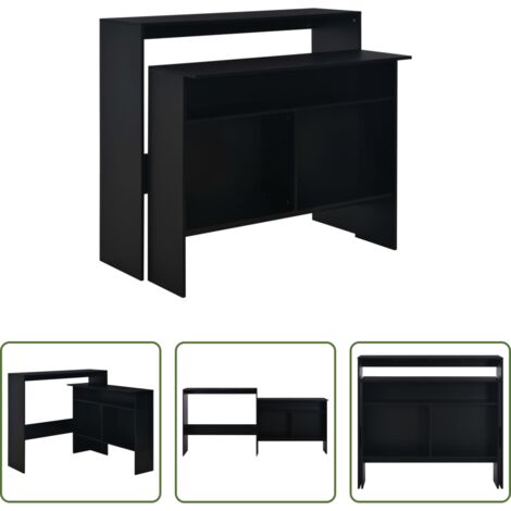 Tavolo da bar nero -  Tavolo da Bar con 2 Piani d'Appoggio Nero 130x40x120 cm