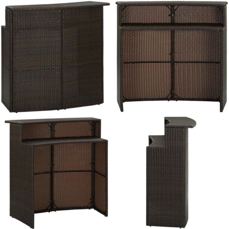 Tavolo da Bar per Esterni Marrone 120x55x110 cm in Polyrattan - Tavolo da bar in rattan - Tavolo da bar in acciaio