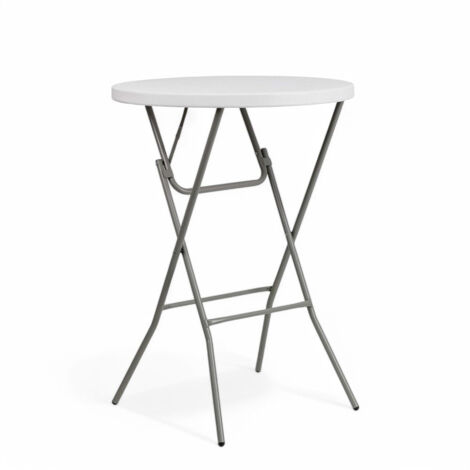 Tavolo da bar pieghevole con struttura in alluminio bianco con diametro 80xH110 cm