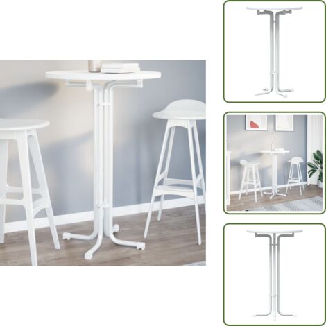 Tavolo da bar pieghevole - vidaXL Tavolo da Bar Bianco Ø70x110 cm Legno Multistrato e Acciaio - Tavolo da bar bianco