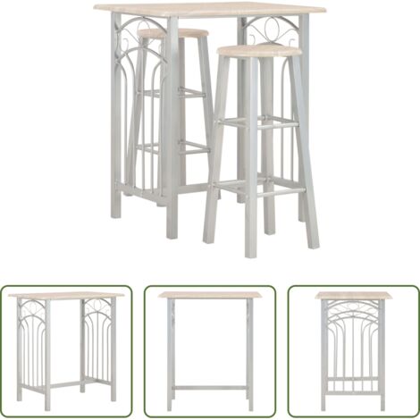 Tavolo da bar -  Set da Bar 3 pz in Legno e Acciaio