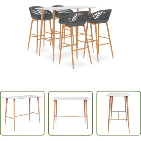 Tavolo da bar -  Set da Bar 5 pz Bianco e Grigio