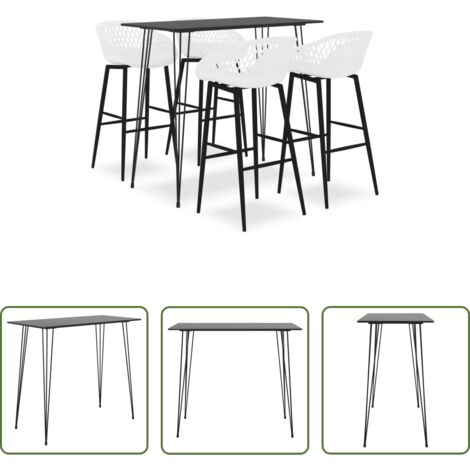 Tavolo da bar -  Set da Bar 5 pz Nero e Bianco