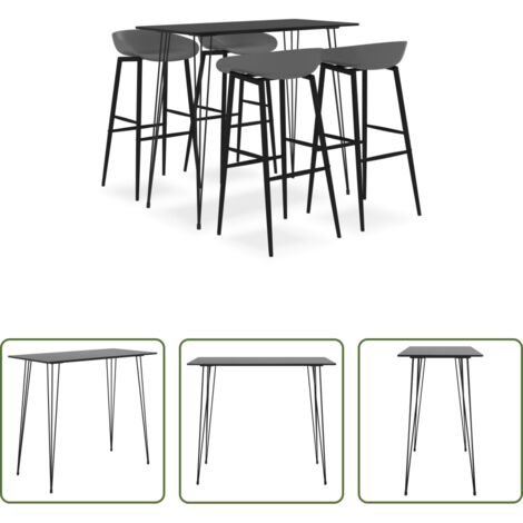 Tavolo da bar -  Set da Bar 5 pz Nero e Grigio