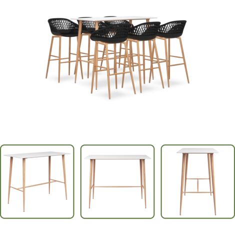 Tavolo da bar -  Set da Bar 7 pz Bianco e Nero