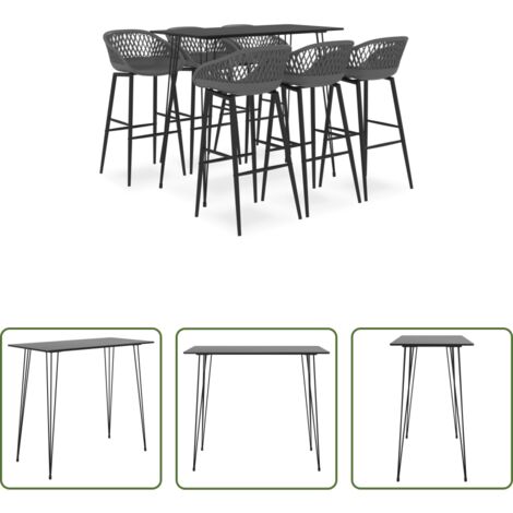 Tavolo da bar -  Set da Bar 7 pz Nero e Grigio