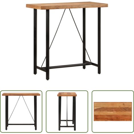 Tavolo da bar -  Tavolino da Bar 110x55x107cm Legno Massello di Acacia e Ferro