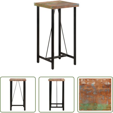 Tavolo da bar -  Tavolino da Bar 55x55x107 cm Legno Massello di Recupero e Ferro