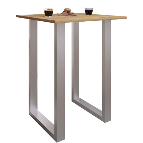 Tavolo da bar VCM  Tresen  Tavolo in stand  Tavolo alto  Tavolo bar barba - Xona 80x50 cm (argento / quercia al miele)