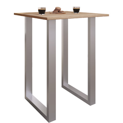 Tavolo da bar VCM  Tresen  Tavolo in stand  Tavolo alto  Tavolo da scrivania barba - Xona 80x50 cm (Argento / Rovere Sonoma)