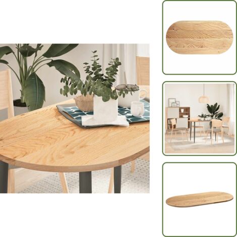 Tavolo da bar - vidaXL Piano per Tavolo 120x60x2 cm in Rovere Massello Ovale - Tavolino