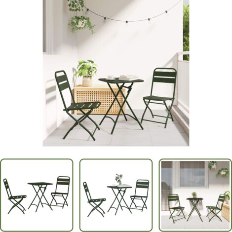 Tavolo da bistro -  Set bistrot 3 pcs Verde Acciaio
