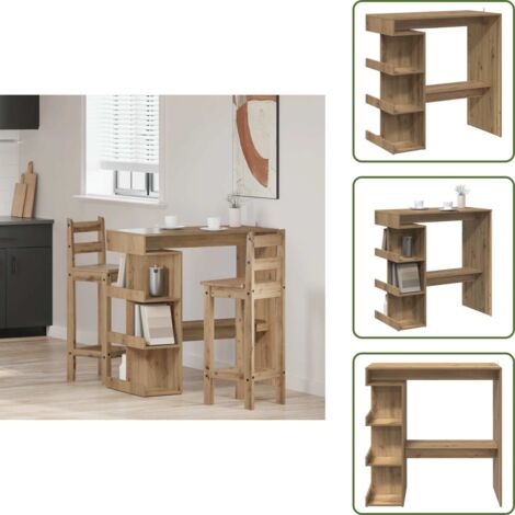 Tavolo da bistrò - vidaXL Tavolo da Bar con Ripiani Rovere 100x48x101,5 cm in Truciolato - Tavolo con ripiani