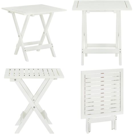 Tavolo da Bistrot Bianco 46x46x47cm in Legno Massello di Acacia - Tavolo da giardino - Tavolo da terrazzo