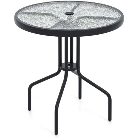 Tavolo da bistrot con foro per ombrellone piano in vetro da 70 cm