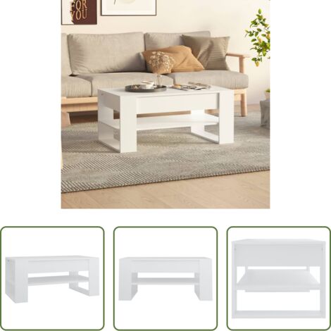 Tavolo da caffè -  Tavolino da Salotto Bianco 102x55x45 cm in Legno Multistrato
