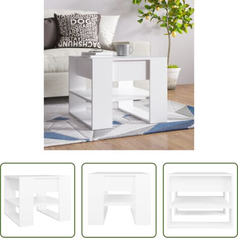 Tavolo da caffè -  Tavolino da Salotto Bianco 55,5x55x45 cm in Legno Multistrato