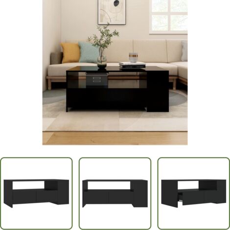Tavolo da caffè -  Tavolino da Salotto Nero 102x55x42 cm in Legno Compensato