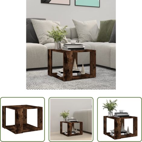 Tavolo da caffè -  Tavolino da Salotto Rovere Fumo 40x40x43cm Legno Ingegnerizzato