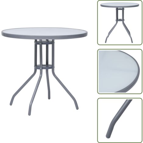 Tavolo da caffè - vidaXL Tavolo da Giardino Grigio Chiaro 80 cm in Acciaio e Vetro - Tavolo da tè