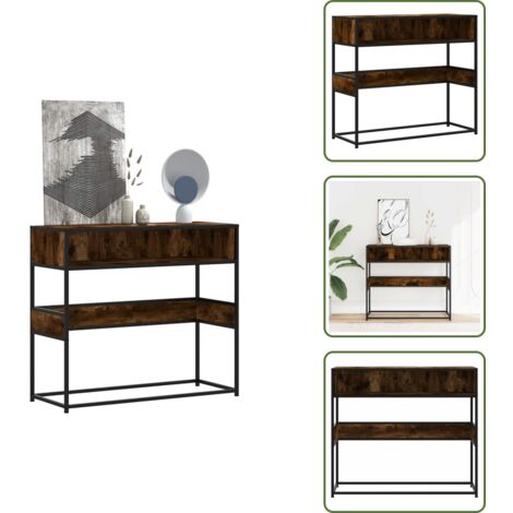 Tavolo da camera - vidaXL Tavolino Consolle Rovere Fumo 90x35x80 cm in Legno Multistrato - Tavolo in legno multistrato