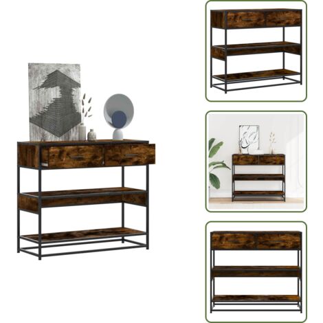 Tavolo da camera - vidaXL Tavolino Consolle Rovere Fumo 90x35x80 cm in Legno Multistrato - Tavolo in legno multistrato