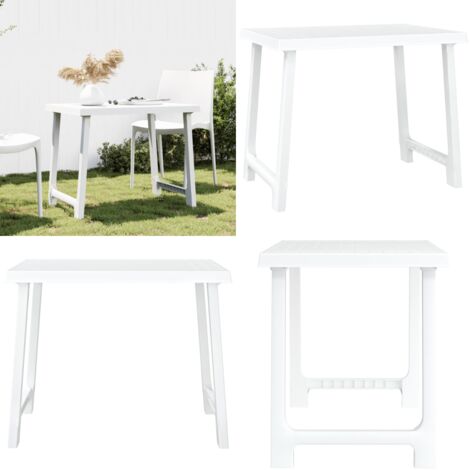 Tavolo da Campeggio Bianco 79x56x64cm in PP Aspetto in Legno - Tavolo da giardino - Tavolo da picnic