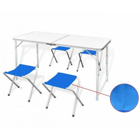 TAVOLO DA CAMPEGGIO PICNIC + 4 SGABELLI PIEGHEVOLE RICHIUDIBILE (52377)