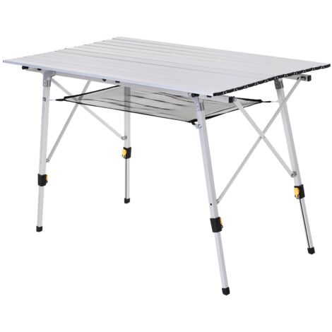 Tavolo da Campeggio Picnic Avvolgibile in Alluminio 120x70x73 cm  Wrap