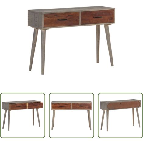 Tavolo da corridoio -  Tavolo Consolle Grigio 110x35x75 cm in Massello di Mango Grezzo