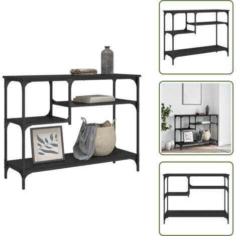 Tavolo da corridoio - vidaXL Tavolino Consolle con Ripiani Nero 100x35x75 cm - Tavolino da divano