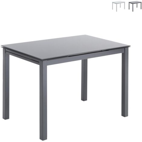 Tavolo da cucina con piano in vetro allungabile 76x110-170cm Cleve - Grigio