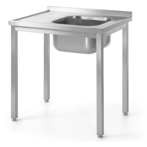 Tavolo da cucina in acciaio con lavello 100x60 cm DESTRA - Hendi 811573