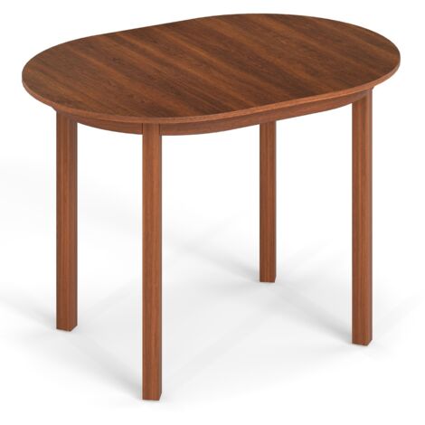 Tavolo da cucina ovale con gambe in legno di caucciù per soggiorno, Tavolo da pranzo in legno per 2-4 persone Noce