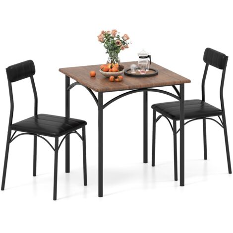 Tavolo da cucina quadrato & 2 sedie con sedili imbottiti, Tavolo da pranzo con 2 sedie per cucina