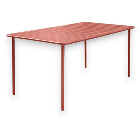 Tavolo da esterno 160x90 cm in acciaio verniciato con piano a doghe Fly -  Terracotta