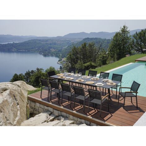 tavolo da esterno allungabile solaria "porto ercole" in alluminio antracite 200/300x102x75 cm