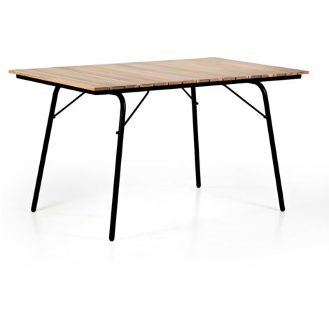 Tavolo da esterno con gambe metallo e top in legno 140x80cm - Santorini