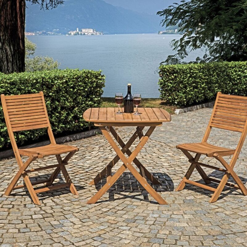 Tavolo Da Esterno Giardino Pieghevole In Legno Quadrato 80x80cm Raiva
