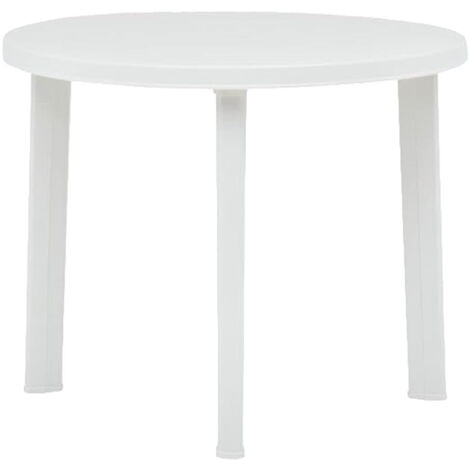 Tavolo da esterno in polipropilene componibile rotondo con diametro 90xH72 cm bianco