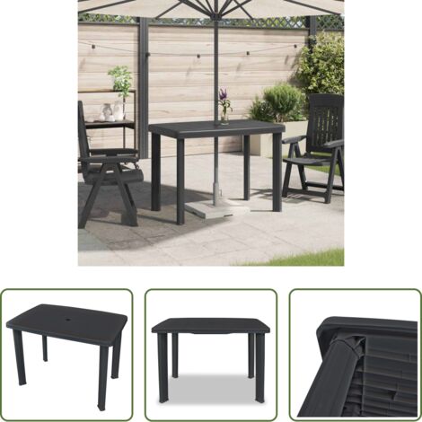 Tavolo da esterno -  Tavolo da Giardino Antracite 101x68x72 cm in Plastica