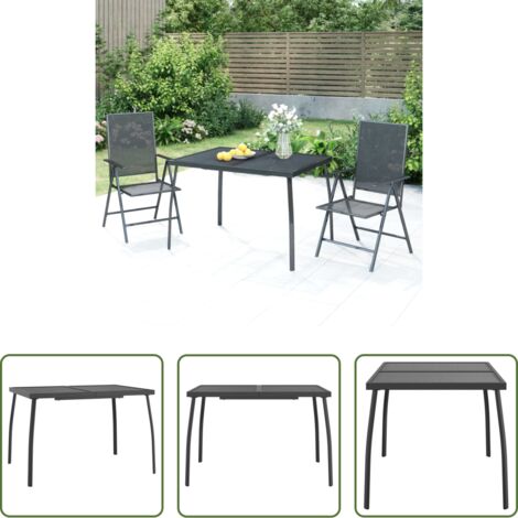 Tavolo da esterno -  Tavolo da Giardino Antracite 110x80x72 cm Rete d'Acciaio