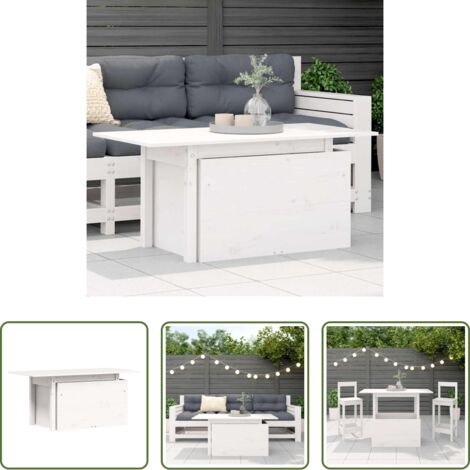 Tavolo da esterno -  Tavolo da Giardino Bianco 100x50x75cm in Legno Massello di Pino