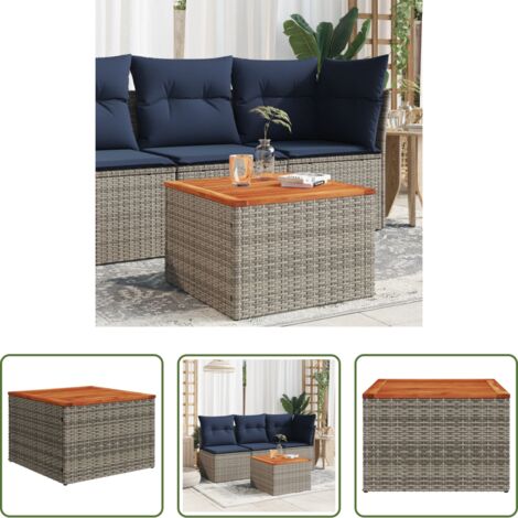 Tavolo da esterno -  Tavolo da Giardino Grigio 55x55x37 cm Polyrattan e Legno Acacia