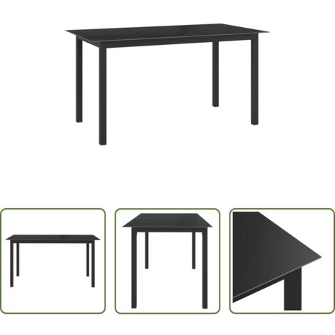 Tavolo da esterno -  Tavolo da Giardino Nero 150x90x74cm in Alluminio e Vetro