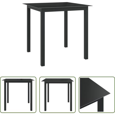 Tavolo da esterno -  Tavolo da Giardino Nero 80x80x74 cm in Alluminio e Vetro