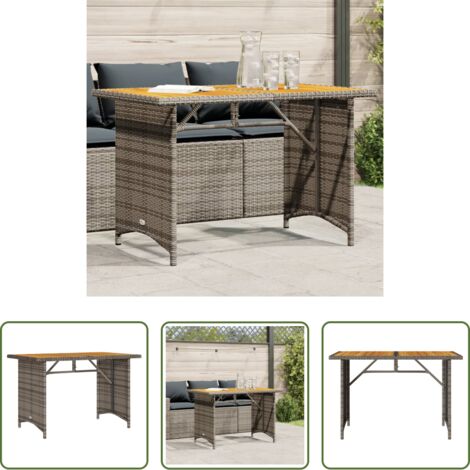 Tavolo da esterno -  Tavolo da Giardino Piano in Legno Grigio 110x68x70cm Polyrattan