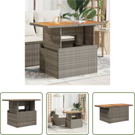 Tavolo da esterno -  Tavolo Giardino Grigio 100x55x73 cm Polyrattan e Legno Acacia